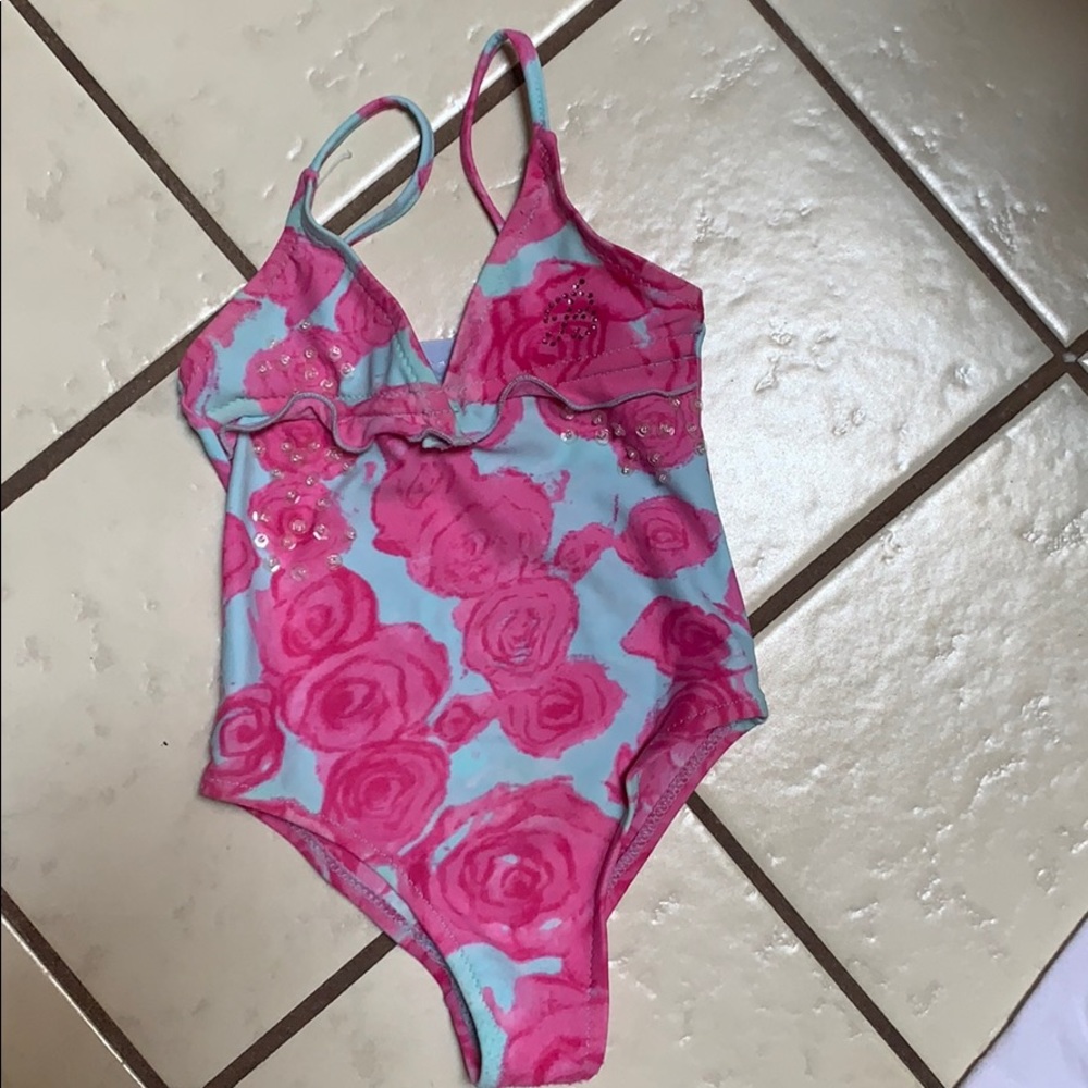 Baby blumarine bathing suit hot pink roses & bling